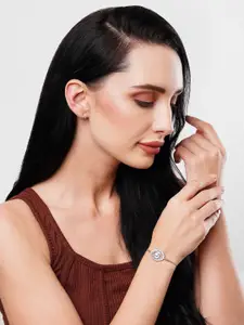 DressBerry Women Silver-Plated Silver-Toned & White Brass CZ Evil Eye Wraparound Bracelet