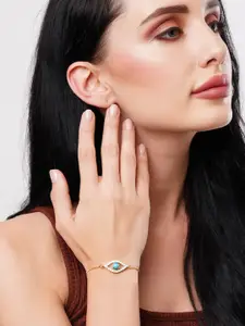 DressBerry Women Gold-Plated Gold-Toned & White Brass CZ Evil Eye Wraparound Bracelet