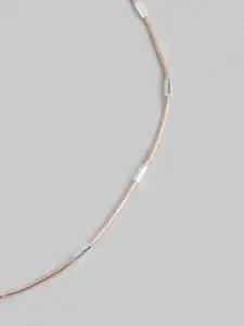 Zavya Sterling Silver Rose Gold-Plated Beaded Anklet
