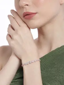 Zavya 925 Pure Silver Cubic Zirconia Rose Gold-Plated Charm Bracelet