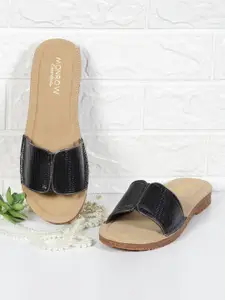 Monrow Textured Open Toe Flats