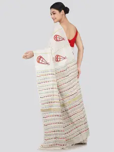 PinkLoom Ethnic Motifs Kutchi Embroidery Pure Cotton Saree