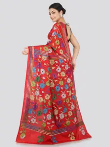 PinkLoom Ethnic Motifs Kutchi Embroidery Pure Silk Saree