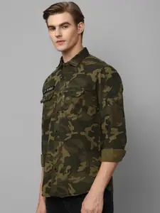Louis Philippe Jeans Slim Fit Camouflage Pure Printed Cotton Casual Shirt
