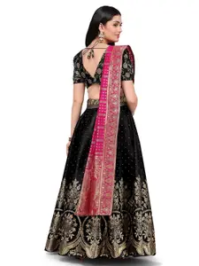 Kedar Fab Woven Design Semi-Stitched Lehenga & Unstitched Blouse With Dupatta