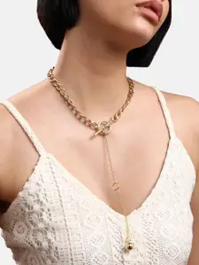 SOHI Gold-Plated Stone Studded Necklace