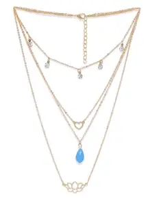 OOMPH Beads & Lotus Charm Fashion Layered Necklace