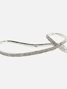 SOHI Gold-Plated Artificial Stone-Studded Adjustable Finger Ring