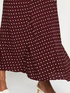 max Women Polka-Dot Flared Maxi Skirt