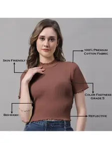 FBAR Pack Of 2 High Neck Knitted Cotton Crop Fitted Tops