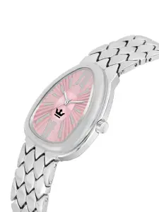 CRESTELLO Women Patterned Bracelet Style Straps Analogue Watch CR-CBR133-PNKSLV