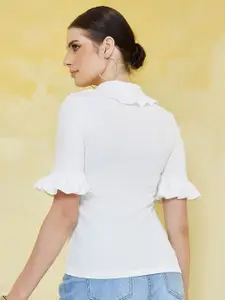 Styli Women Slim Fit Peter Pan Collar T-shirt