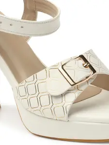 ELLE Textured Party Block Heels With Backstrap