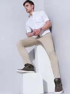 British Club Men Smart Slim Fit Mid-Rise Trousers