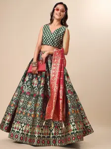 PURVAJA Woven Design Ready to Wear Lehenga & Unstitched Blouse With Dupatta