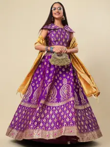 PURVAJA Woven Design Ready to Wear Lehenga & Unstitched Blouse With Dupatta