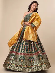 PURVAJA Woven Design Ready to Wear Lehenga & Unstitched Blouse With Dupatta