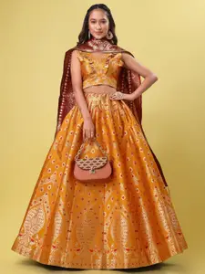 PURVAJA Woven Design Ready to Wear Lehenga & Unstitched Blouse With Dupatta