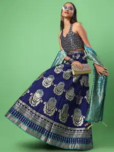 PURVAJA Woven Design Ready to Wear Lehenga & Unstitched Blouse With Dupatta