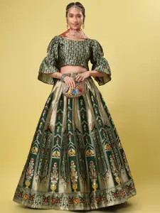 PURVAJA Woven Design Ready to Wear Lehenga & Unstitched Blouse With Dupatta