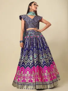 PURVAJA Woven Design Ready to Wear Lehenga & Unstitched Blouse With Dupatta