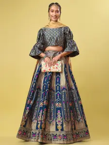 PURVAJA Woven Design Ready to Wear Lehenga & Unstitched Blouse With Dupatta
