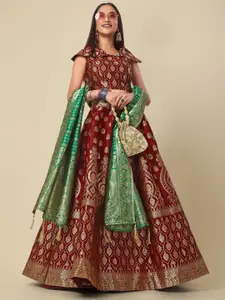 PURVAJA Woven Design Ready to Wear Lehenga & Unstitched Blouse With Dupatta