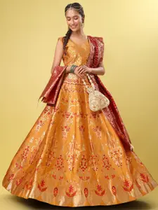 PURVAJA Woven Design Ready to Wear Lehenga & Unstitched Blouse With Dupatta
