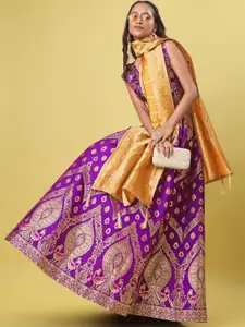 PURVAJA Woven Design Ready to Wear Lehenga & Unstitched Blouse With Dupatta