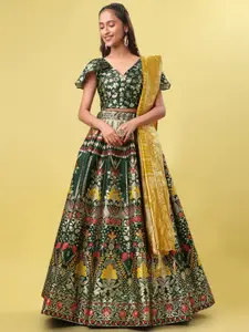 PURVAJA Woven Design Ready to Wear Lehenga & Unstitched Blouse With Dupatta
