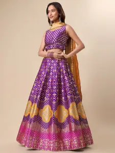 PURVAJA Woven Design Ready to Wear Lehenga & Unstitched Blouse With Dupatta