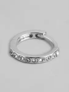 Zavya Women 925 Pure Silver Rhodium-Plated CZ Stone-Studded Nose Ring