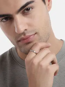 Zavya Men Rhodium-Plated 925 Sterling Silver Finger Ring