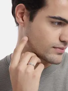 Zavya Men Rhodium-Plated 925 Sterling Silver Finger Ring
