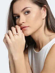 Jewels Galaxy 18K Rose Gold-Plated Luxuria Stone-Studded Ring