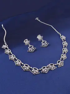 Mirana Rhodium-Plated Necklace With Earrings