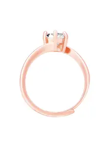 Peora Rose Gold-Plated CZ-Studded Adjustable Finger Ring