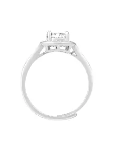 Peora Silver-Plated CZ-Studded Adjustable Finger Ring