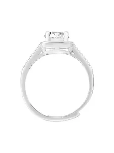 Peora Silver-Plated CZ-Studded Adjustable Finger Ring