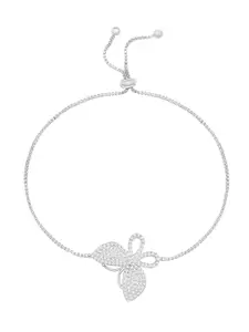Peora Cubic Zirconia Silver-Plated Charm Bracelet