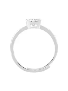 Peora Silver-Plated CZ-Studded Adjustable Finger Ring