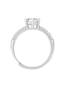 Peora Silver-Plated CZ-Studded Adjustable Finger Ring