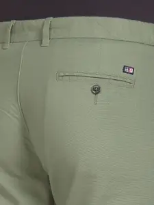 Arrow Sport Men Green Slim Fit Low-Rise Regular Trousers