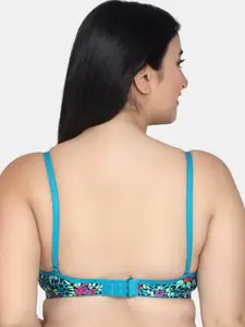 MAROON Printed Full Coverage Heavily Padded All Day Comfort Seamless Cotton T-shirt Bra