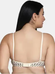 MAROON Checked Full Coverage Heavily Padded All Day Comfort Seamless Cotton T-shirt Bra