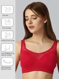 Soie Women Full Coverage Padded Non Wired Lace Detail Cami Bra