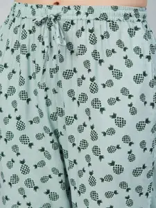 The Snug Studio Pineapple Printed Mid-Rise Lounge Pants