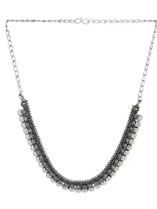 NVR Silver-Plated Oxidised Bohemian Ethnic Necklace