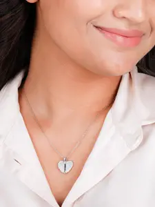 GIVA Sterling Silver Rhodium-Plated Wings To Fly Heart Pendant With Link Chain