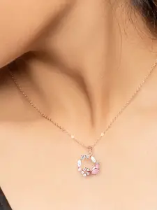 GIVA 925 Silver Rose Gold Drop Wreath Pendant With Link Chain